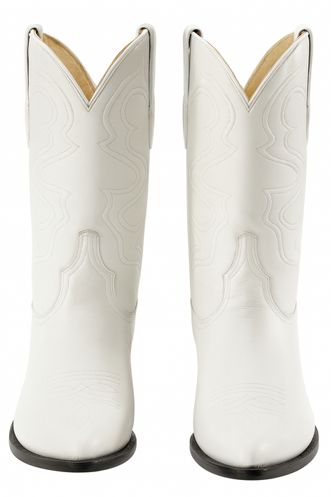 Wild West White Ostrich Leg Cowboy boots - Botas De Avestruz