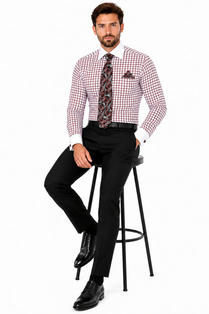 Mens Burgundy Shirt With Tie