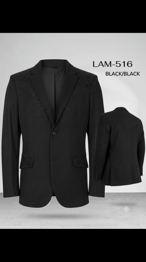 Men's Suede Cowboy Blazer Ultra Slim Fit LAM-516 in Color Black