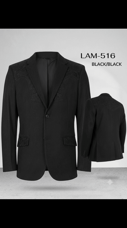 Men's Suede Cowboy Blazer Ultra Slim Fit LAM-516 in Color Black