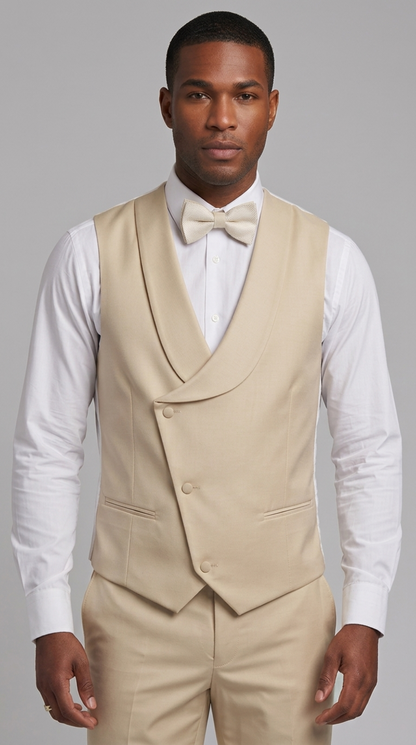Ivory Shawl Tuxedo with Fancy Pattern Four Piece Set - Wedding - Prom