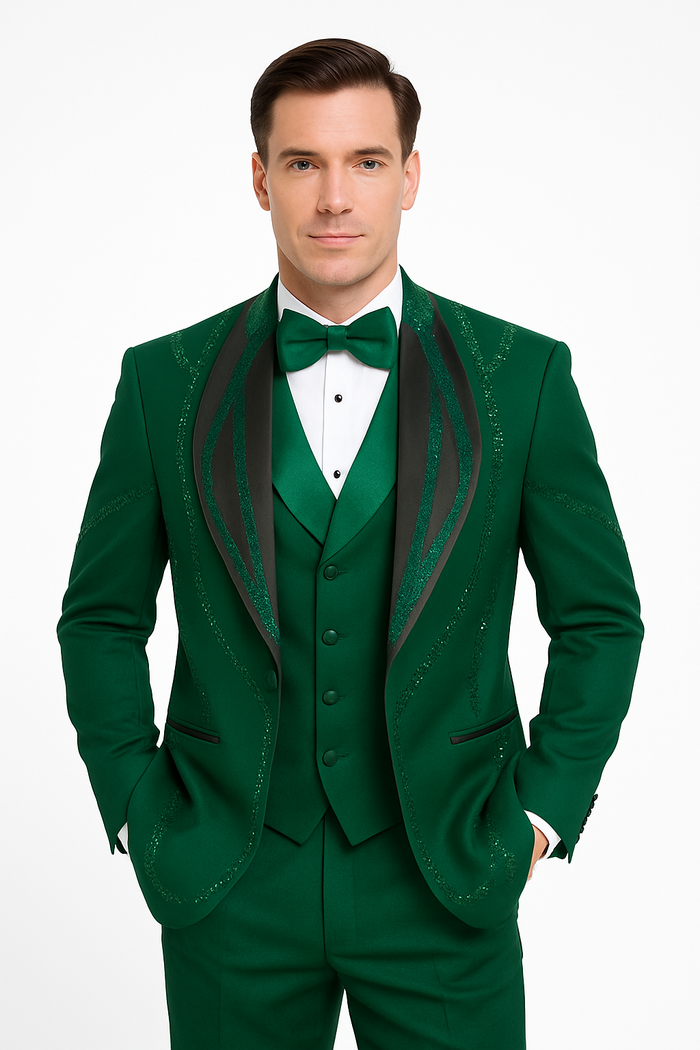 Hunter Green Italian Wool 3-Piece Modern Fit Tuxedo - Image 8
