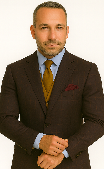 Wool Suit - Italian Made Business Suit by Statement Men's 3 Piece 100% Wool Modern Fit Suit - Bold Scoop Vest