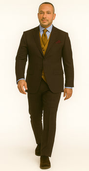 Wool Suit - Italian Made Business Suit by Statement Men's 3 Piece 100% Wool Modern Fit Suit - Bold Scoop Vest