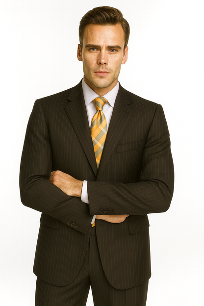 Black Almost Very Dark Gray Wiht Light Gray Pinstripe 100% Worsted Wool Available In 2 Or 3 Buttons Style Regular Classic Cut Cheap Priced Business Suits Clearance Sale - Image 12