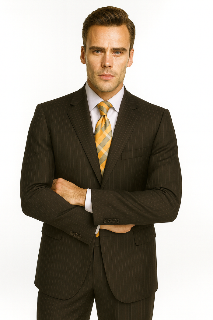 Black Almost Very Dark Gray Wiht Light Gray Pinstripe 100% Worsted Wool Available In 2 Or 3 Buttons Style Regular Classic Cut Cheap Priced Business Suits Clearance Sale - Image 12