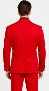 WTXVelvet2BV Alberto Nardoni Men's Red Velvet Suit velour Men's blazer Jacket & Pants (Matching)
