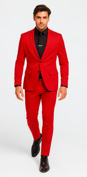 WTXVelvet2BV Alberto Nardoni Men's Red Velvet Suit velour Men's blazer Jacket & Pants (Matching)