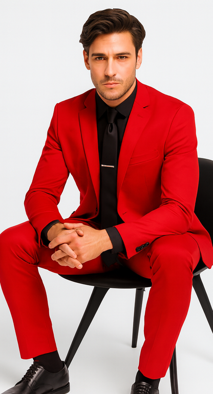 WTXVelvet2BV Alberto Nardoni Men's Red Velvet Suit velour Men's blazer Jacket & Pants (Matching)