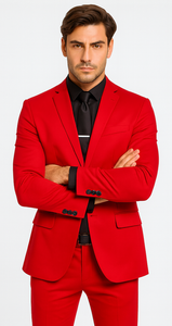 WTXVelvet2BV Alberto Nardoni Men's Red Velvet Suit velour Men's blazer Jacket & Pants (Matching)