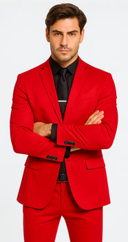 WTXVelvet2BV Alberto Nardoni Men's Red Velvet Suit velour Men's blazer Jacket & Pants (Matching)