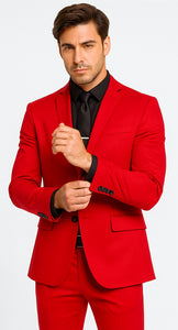 WTXVelvet2BV Alberto Nardoni Men's Red Velvet Suit velour Men's blazer Jacket & Pants (Matching)