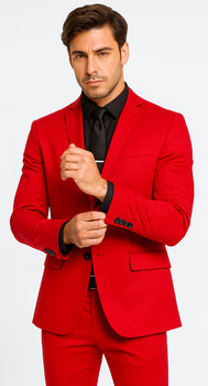 WTXVelvet2BV Alberto Nardoni Men's Red Velvet Suit velour Men's blazer Jacket & Pants (Matching)