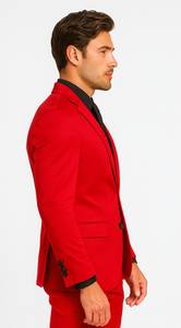 WTXVelvet2BV Alberto Nardoni Men's Red Velvet Suit velour Men's blazer Jacket & Pants (Matching)