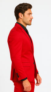 WTXVelvet2BV Alberto Nardoni Men's Red Velvet Suit velour Men's blazer Jacket & Pants (Matching)