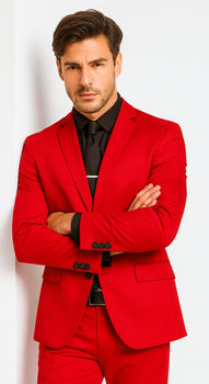 WTXVelvet2BV Alberto Nardoni Men's Red Velvet Suit velour Men's blazer Jacket & Pants (Matching)