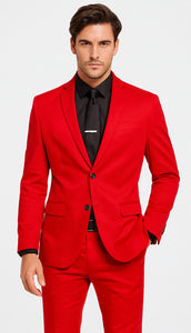 WTXVelvet2BV Alberto Nardoni Men's Red Velvet Suit velour Men's blazer Jacket & Pants (Matching)