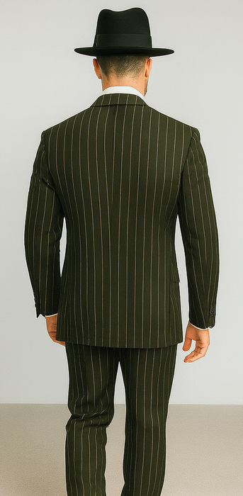 WTXZoot200 Men's Bold Pronounce Pinstripe Three Piece Zoot Fashion Suit 1920's