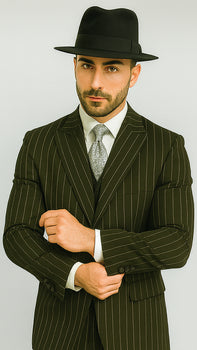 WTXZoot200 Men's Bold Pronounce Pinstripe Three Piece Zoot Fashion Suit 1920's