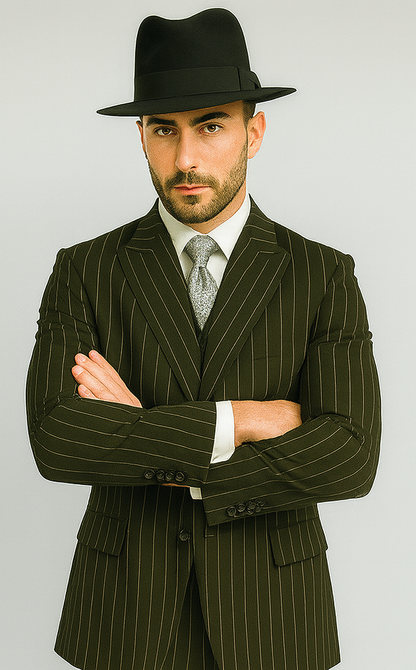 WTXZoot200 Men's Bold Pronounce Pinstripe Three Piece Zoot Fashion Suit 1920's