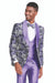 Graduation Suit - Men's Slim Fit One Button Vested Paisley Shawl Lapel Prom Tuxedo in Purple