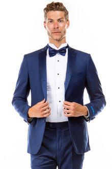 "Indigo Blue Slim Fit Men's Tuxedo - Two Button Style for Wedding & Prom 2026"