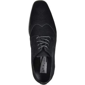 Mens Vegan Suede Wedding & Prom Wingtip Lace Up Dress Shoe in Black