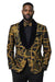 Mens Black Gold Chain Print Velvet Lapel Prom Blazer – Luxury Fashion Party Dinner Jacket