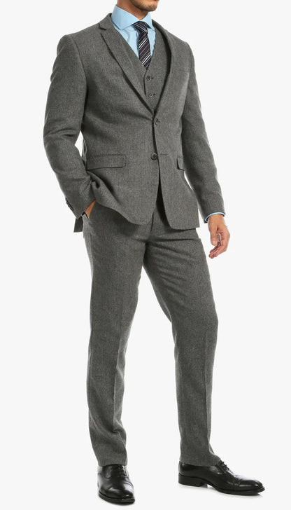 1920's Men's Clothing - Tweed Suit - Herringbone 1920s Mens Suit  - Vintage Grey Suit - Image 4