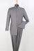 Apollo King "Mens Light Grey Classic Military Mandarin Safari Suit - Banded Collar"