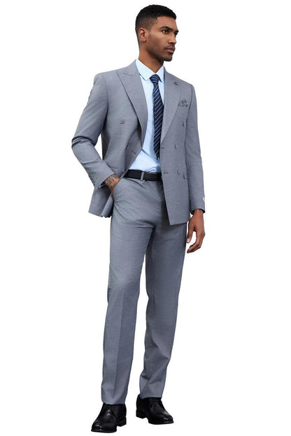 Men's Designer Stacy Adams Classic Double Breasted Suit in Grey - Image 4