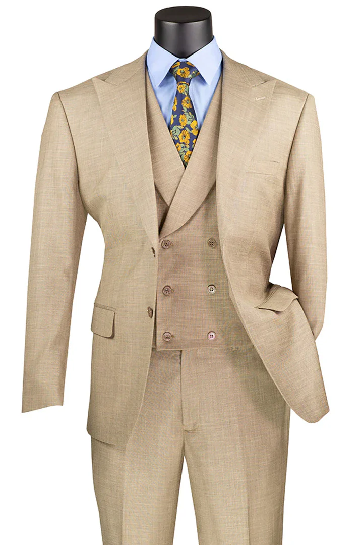 Mens Easter Suit - Jacket and Pants in Summer Color Tan Modern Fit Light Weight Modern Fit