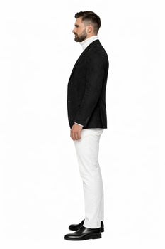 Zacchi Men’s Black Micro Suede Sport Coat – Modern Fit