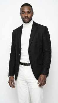 Zacchi Men’s Black Micro Suede Sport Coat – Modern Fit
