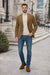Zacchi Men’s Tan Micro Suede Fashion Sport Coat