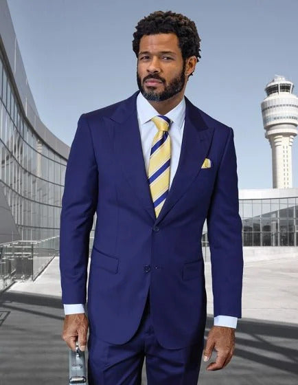 Statement Men's 2 Piece 100% Wool Modern Fit Suit - Pic Stitching