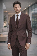 Statement Men's 2 Piece 100% Wool Modern Fit Suit - Pic Stitching