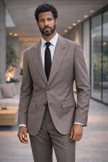 Statement Men's 2 Piece 100% Wool Modern Fit Suit - Pic Stitching