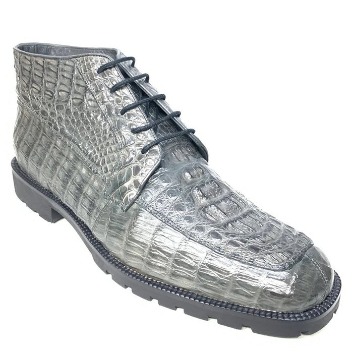 Zapatos Botín de Piel de Cocodrilo Caiman Lomo Original Color Gris
