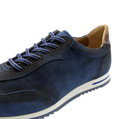 Zelli Costa Suede and Crocodile Brogue Sneakers in Navy