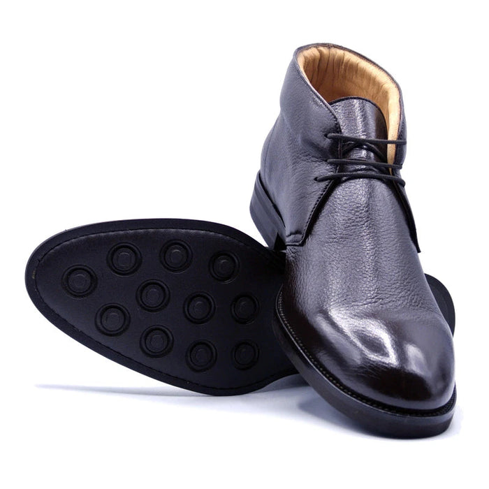 Zelli Marco Genuine Deerskin Lace-Up Chukka Boots in Dark Brown