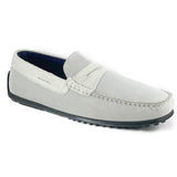 Zelli Monza Suede and Caiman Crocodile Driving Loafer in White