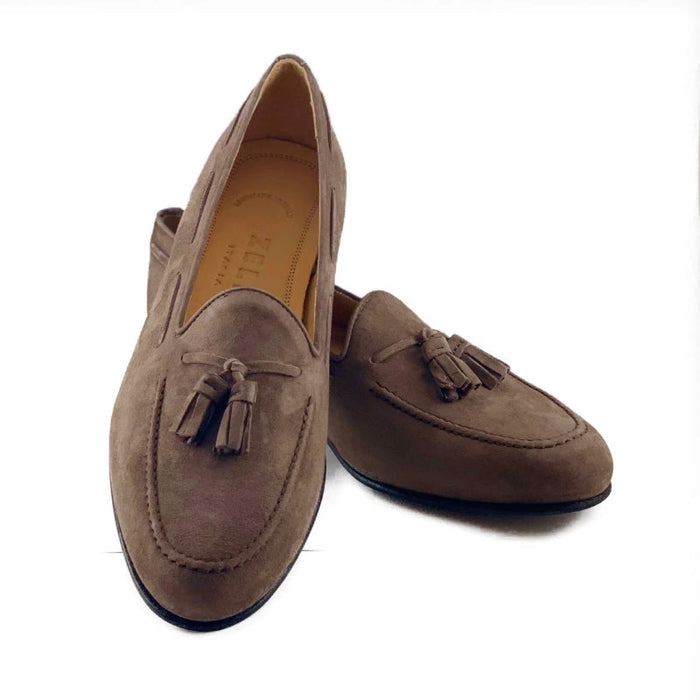 Zelli Naples Suede Tassel Loafers in Mocha | A Versatile Italian Classic