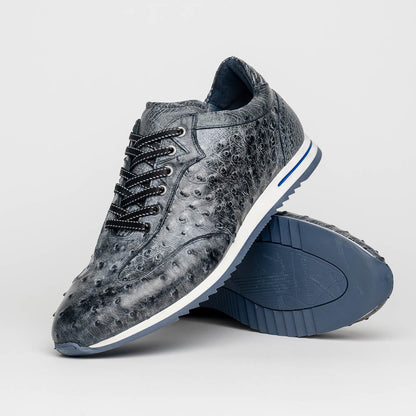 Zelli Rio Genuine Ostrich Quill Sneakers in Faded Black