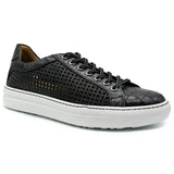 Zelli Vento Woven Calfskin & Crocodile Embossed Sneakers in Black