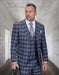 Statement Men’s 3-Piece 100% Wool Modern Fit Suit – Sharp Plaid Pattern