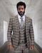 Statement Men's 3-Piece Modern Fit Suit – 100% Wool with Bold Plaid Pattern