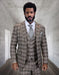 Statement Men’s 3-Piece 100% Wool Modern Fit Suit – Sharp Plaid Pattern