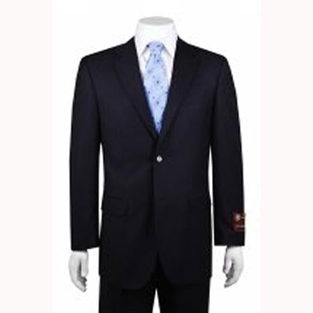 Men's 2-button Dark Navy 2 Piece Suits - Two piece Business suits Suit - Dark Blue Suit Color - Wool