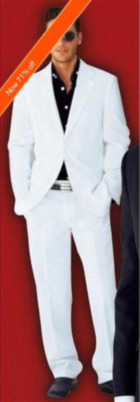 Men's Suit 2-Button White Suits For Men + Black Shirt